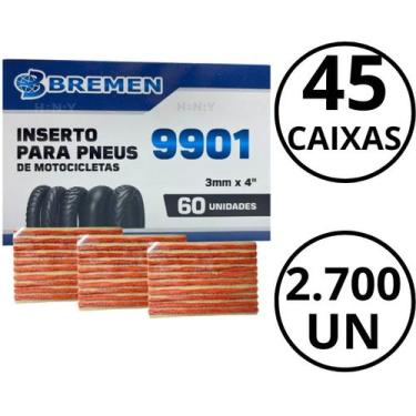 Imagem de Kit Refil Remendo com 45 Caixas Para Moto Pneu Sem Câmara Macarrão 2.7