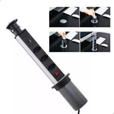 Imagem de Torre De Tomada Multiplug Retratil Embutir Mesa 3 Tomadas OI-TO121 - o