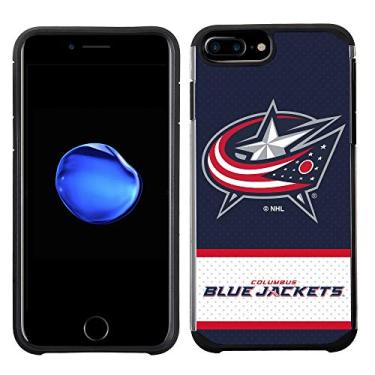 Imagem de Apple iPhone 8 Plus/iPhone 7 Plus/iPhone 6s Plus/iPhone 6 Plus - Jaqueta azul Colombus licenciada pela NHL Azul Jersey Texturizada Capa traseira em TPU Preto