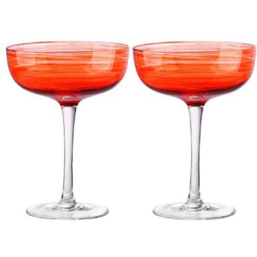 Imagem de Jogo de 2 tacas para coquetel joy em vidro 325ml coral - Fracalanza