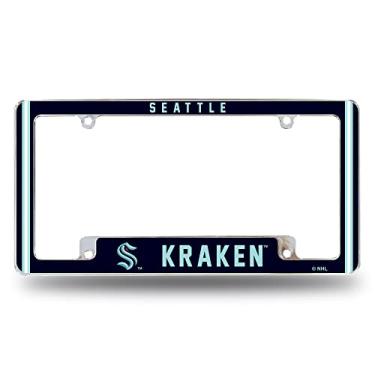 Imagem de Rico Industries Moldura de placa automotiva NHL Seattle Kraken Classic 30,48 cm x 15,24 cm cromada para carro/caminhão/SUV