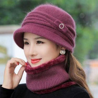 Imagem de Chapéu De Inverno Feminino Pele Forrado Com  Cachecol - ElaShopp
