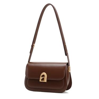 Imagem de Bolsa de ombro feminina de couro LA FESTIN - Bolsa transversal com alça ajustável, bolsas femininas, Marrom caramelo, Medium