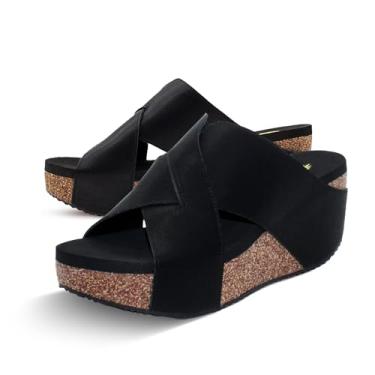 Imagem de VOLATILE Sandália feminina casual Firefly Slide casual salto médio 5-7,6 cm - preta, Preto, 38