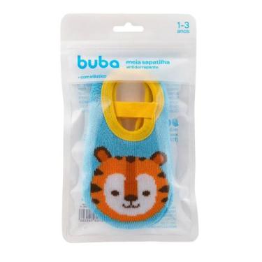 Imagem de Meia Sapatilha Antideslizante Bebê Tamanho P M com Elástico Buba, Tigr