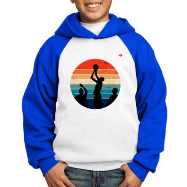 Imagem de Moletom Infantil Basquete Vintage Sunset - Foca na Moda, Branco, Azul,