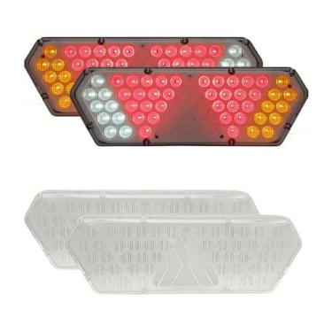 Imagem de Par Lanterna Traseira Guerra Motion White Cristal LED 12/24v + Par de 