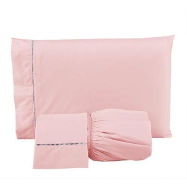 Imagem de Roupa de Cama Queen 400 Fios 3 Peças Toque Acetinado 100% Macio Rose -