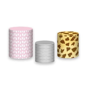 Imagem de Trio de Capas de Cilindro -  Safari Aquarela Aniversario Rosa 013 - Vi