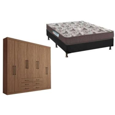Imagem de Cama Box Casal + Colchão D33 Ortobom + Guarda Roupa Master 8.6 Atacama