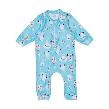 Imagem de Macacão Boucle Peluciado Bebê Com Zíper Estampado Inverno - Fofotinhos