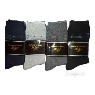 Imagem de Meia cano longo masculina  social  sport fino kit com 12 pares - HANGA