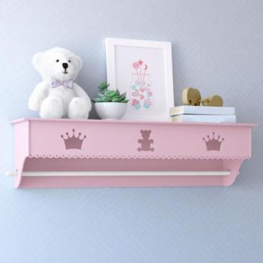 Imagem de Prateleira urso realeza com varão em mdf - era uma vez baby, Rosa