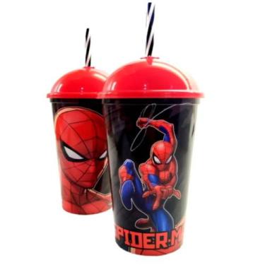 Imagem de Copo Shake Canudo Homem Aranha Vingadores 500 ml Plasútil