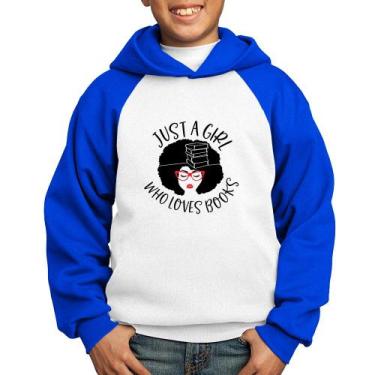 Imagem de Moletom Infantil Just a girl who loves books - Foca na Moda, Branco, A