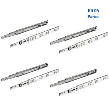 Imagem de Kit 4 Pares Trilho Telescópico 45mm P/Gavetas 550mm Häfele - HAFELE