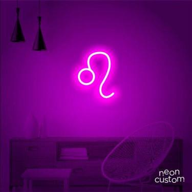Imagem de luminaria letreiro Neon Led Signo Leão 80x65 luminoso decoração p/ sel