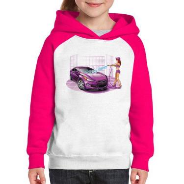 Imagem de Moletom Infantil Lava Jato Carro Roxo - Foca na Moda, Branco, Rosa, 10