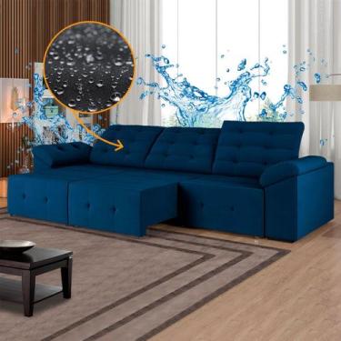 Imagem de Sofá Impermeável Retrátil 4 Lugares Brasil 260 Cm Reclinável Suede Azu