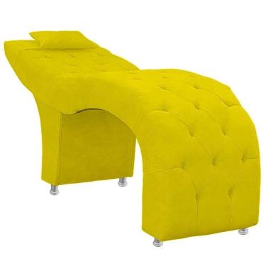 Imagem de Maca Estofada Capitone Julia Para Estetica Facial Sombrancelha E Cilios Suede Cor Amarelo