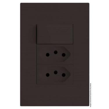 Imagem de Kit Interruptor Simples + Tomada Dupla 10A 4X2 Brs12281-5Ch