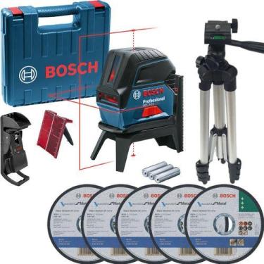 Imagem de Kit Nível Laser Linhas Vermelhas Bosch Gcl 2 15 15m Com Tripé e 5 Disc