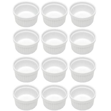 Imagem de Jogo 12 Ramequins 50ml Canelado Porcelana Classic Branco Lyor Servir Petiscos
