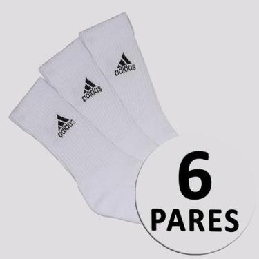 Imagem de Kit Meia Adidas Cano Alto 6 Pares Preta e Branca, P