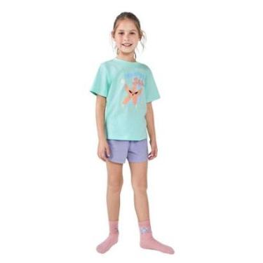 Imagem de Pijama Hering Infantil Menina Curto Com Estampa Azul-Feminino