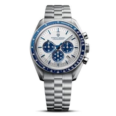 Imagem de Relógio de pulso masculino Pagani Design 1701 Resistente à água até 100 metros, com cronógrafo, movimento de quartzo japonês VK63, pulseira de aço inoxidável, vidro de safira