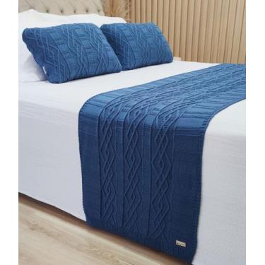 Imagem de Manta Peseira Tricot Cama King 260x60cm +2 Capa de Almofada C1 - USUFR