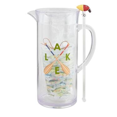 Imagem de Mud Pie 1,786 g 473 g | agitador de 26 cm, conjunto de copos de acrílico Lake Pitcher, transparente