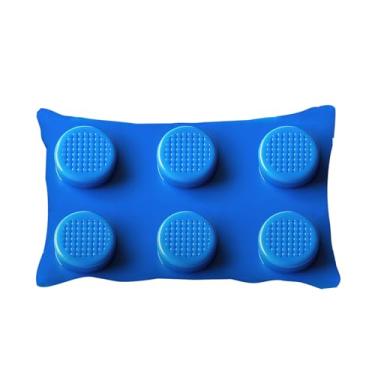 Imagem de decorbox Capa de almofada azul com estampa de tijolos de construção 30,5 x 50,8 cm (30,5 x 50,8 cm) capa de almofada decorativa para decoração de quarto para meninos e meninas tema de sala de jogos