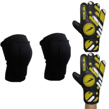 Imagem de KIT Goleiro - Luva de Goleiro Futebol e Joelheira Com Feltro - Luva Futebol, Futsal e Joelheira de Goleiro (P, Laranja)