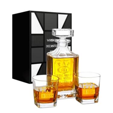 Imagem de Onebttl Conjunto de decantadores de uísque Pap Gifts, decantador de 750 ml com tampa e 2 copos de uísque para licor, burbon, uísque, perfeito para papanicolau no Natal, Dia dos Pais – Man Myth Legend