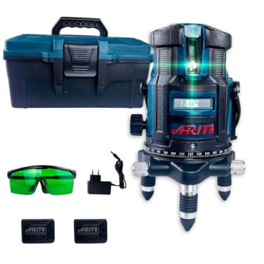 Imagem de Nível A Laser 5 Linhas Verde Alcance 50m C/Maleta Óculos Carregador 2 Baterias 360° Profissional