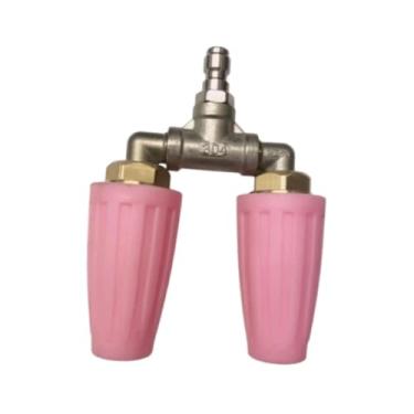 Imagem de Fenteer Bico de pulverização rotativo 4000 PSI Fácil de instalar Bocal de turbina dupla de alto desempenho para lavadora de pressão, Rosa