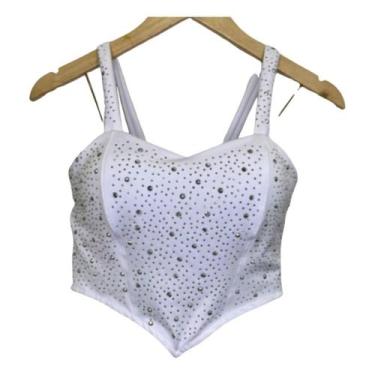 Imagem de Blusa Cropped Detalhe Lindo Brilho Pedraria Alcinha Bojo - NoBrand, Br