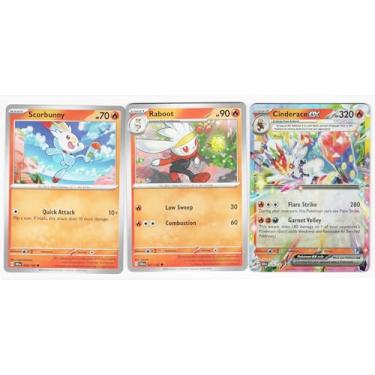 Imagem de Cinderace ex 028/142 - Stellar Crown Pokemon Card Lot - Raboot & Scorbunny