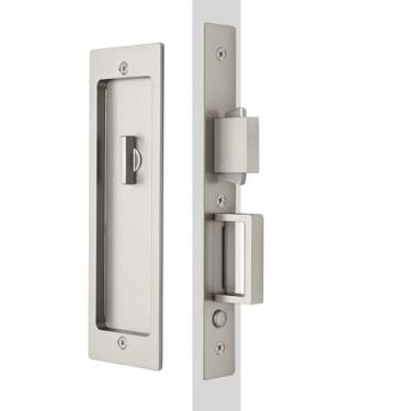 Imagem de Fechadura retangular para porta de bolso de privacidade e puxador de borda, maçaneta deslizante moderna estreita, trava de puxar (cama/banho), ferragens embutidas para porta de espessura de 3,5 a 6,8