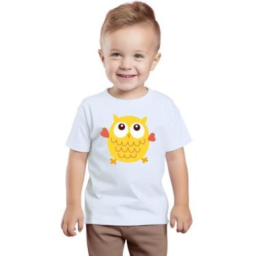 Imagem de Camiseta Coruja Amarela Corujinha Camisa Personalizada Blusa Infantil 