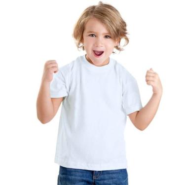 Imagem de Camiseta Branca Lisa Camisa Infantil e Juvenil Blusa Algodão com Polié