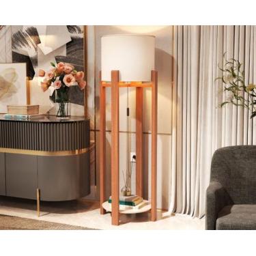 Imagem de Luminária Abajur De Chão Bivolt Austria Com Pés De Madeira Maciça  - M