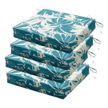 Imagem de HOMELYSIAN Conjunto de 4 almofadas de cadeira de jardim para ambientes externos, 45 x 40 cm, resistentes à água, laços antiderrapantes (margarida)