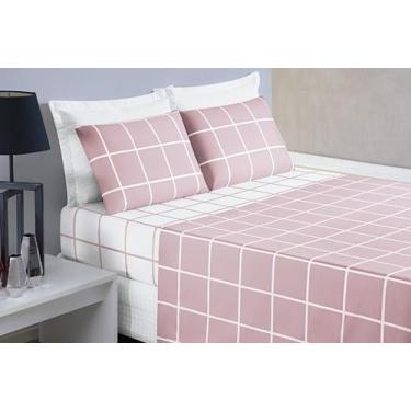 Imagem de Roupa Cama Solteiro Austin Xadrez Infantil - Rosa - Jm Enxovais