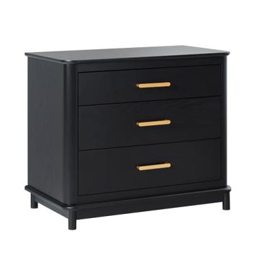 Imagem de Walker Edison Mesa de cabeceira moderna contemporânea de carvalho vermelho sólido com 3 gavetas, gavetas fáceis de montar, armazenamento para quarto, mesa de cabeceira de 3 gavetas, 77 cm, preto