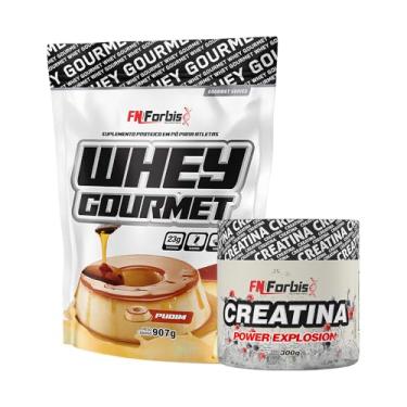 Imagem de Kit Whey Protein Gourmet Refil 907g + Creatina Power Explosion 300g - FN Forbis Nutrition (Pudim)