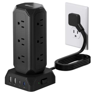 Imagem de Torre Power Strip SUPERDANNY 12 tomadas 35 W USB 1700J preta