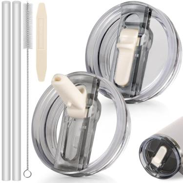 Imagem de ANTAND Tampa de canudo flip de 850 g para copo Stanley Quencher H2.0, 2 pacotes de substituição de tampa à prova de vazamento para Stanley Cup Accessories ProTour (creme claro, creme claro)