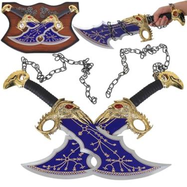 Imagem de Escultura decorativa de machado God of War, metal e couro, 30 x 20 cm